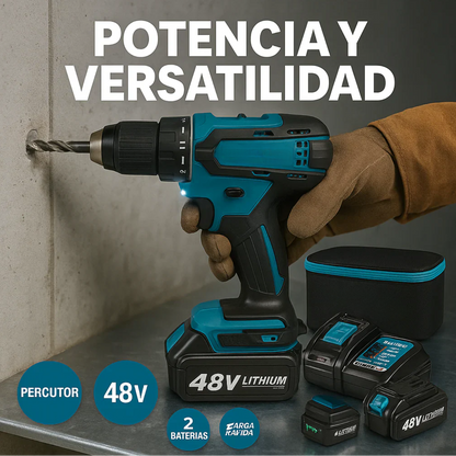 Taladro Inalámbrico Percutor 2 Baterías de Regalo y +20 accesorios 🎁